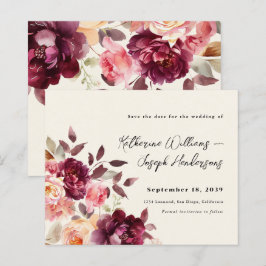 Bouquet floral Burgundy Hochzeit speichern Sie das