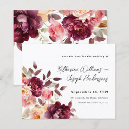 Bouquet floral Burgundy Hochzeit speichern Sie das
