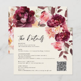 Bouquet Floral Burgundy QR-Code Details Hochzeit
