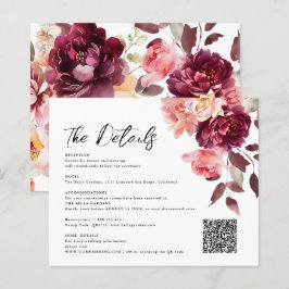 Bouquet Floral Burgundy QR-Code Details Hochzeit