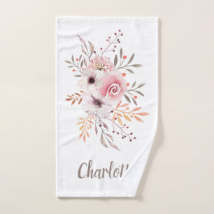 Bouquet floral d'aquarelle rose - personnalisé