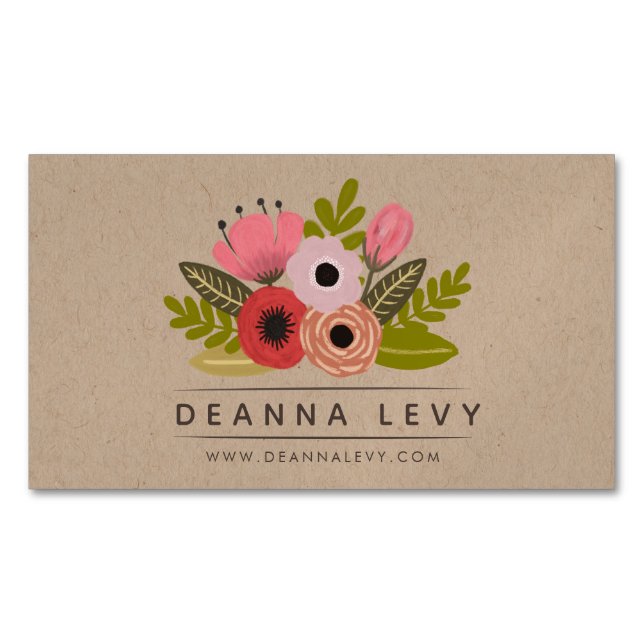 Bouquet floral magnet carte de promotion d'entrepr (devant)