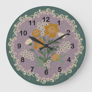 Bouquet floral médaillon cameo baroque Horloge mur