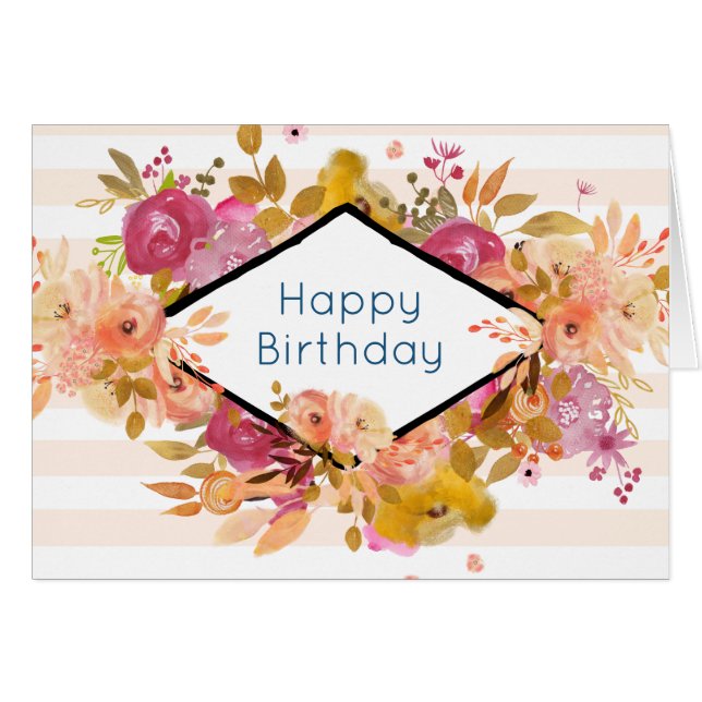 Bouquet floral orange et rose Anniversaire (Devant horizontal)