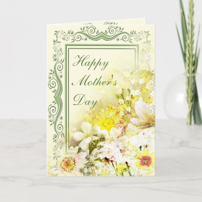 Bouquet floral Printemps Carte de voeux Fête des m (Devant)