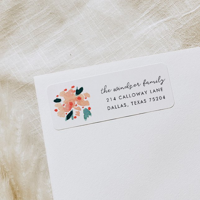 Bouquet floral rose Retourner l'adresse Étiquettes (Pink watercolor floral bouquet return address label.)