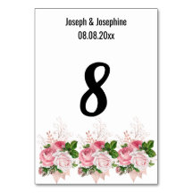 Bouquet floral rose simple NUMÉRO DE TABLE