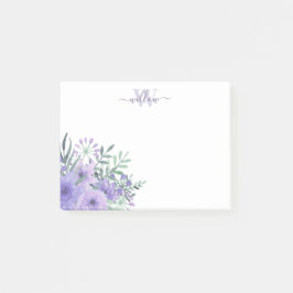 Bouquet Floral Violet Monogramme Post-It Notes