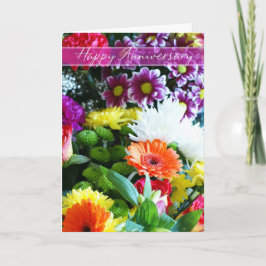 Bouquet heureux d'anniversaire de mariage de carte