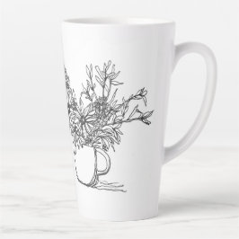 Bouquet-Linie zeichnend Tasse