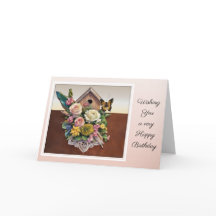 Bouquet Maison d'oiseau - Carte d'anniversaire