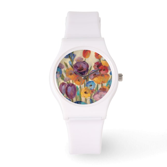 Bouquet mit bunten Blume Armbanduhr (Vorderseite)