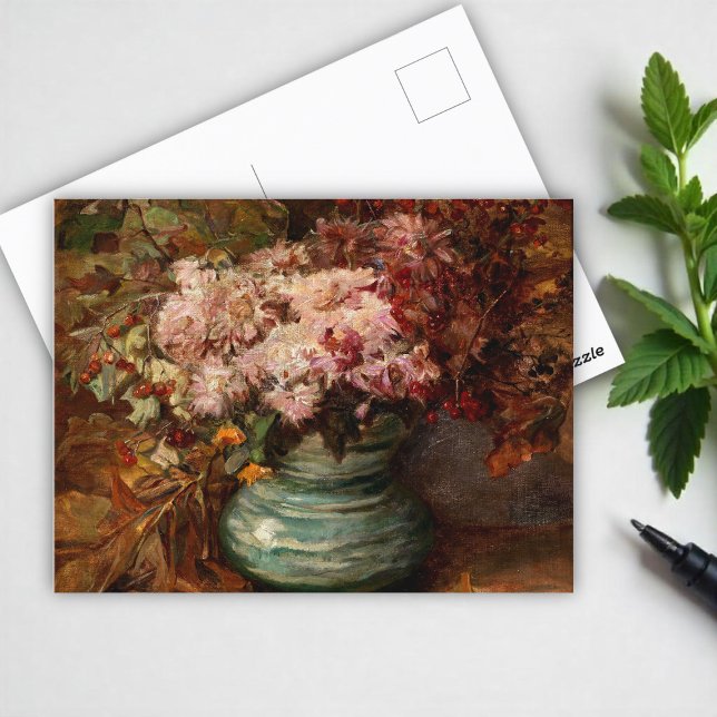 Bouquet mit Chrysanthemen und Marigolets Postkarte (Von Creator hochgeladen)
