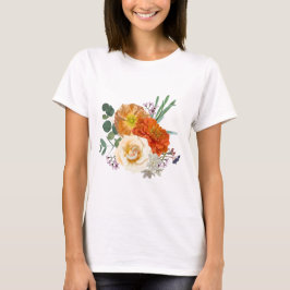 Bouquet mit Gartenmöbeln und Blume. T-Shirt
