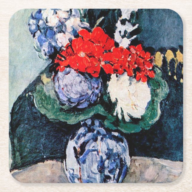 Bouquet mit Little Delft, Paul Cezanne Rechteckiger Pappuntersetzer (Vorderseite)