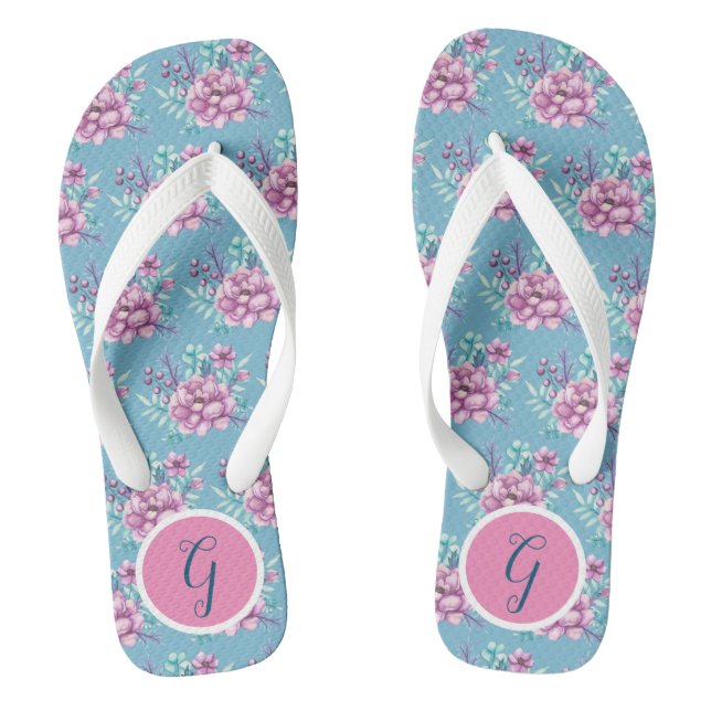 Bouquet mit rosa Blume Flip Flops (Fußbett)