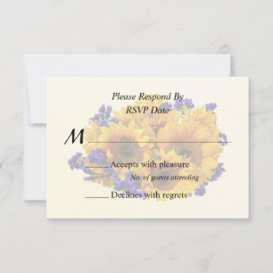 Bouquet mit Sonnenblumen und Lila Statice RSVP Karte