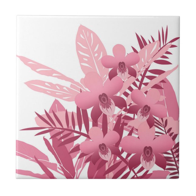 Bouquet mit tropischen Pflanze in Rosa Fliese (Vorderseite)