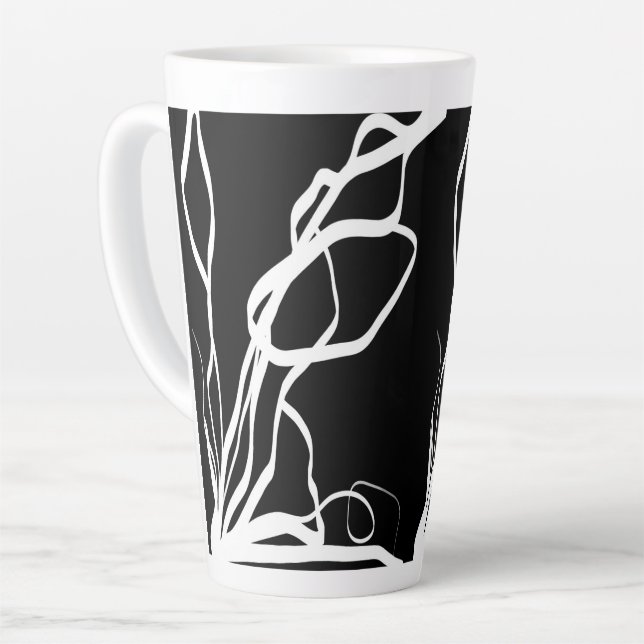 Bouquet Noir: Abstrakt Schwarz & Weiß Milchtasse (Linke Ecke)