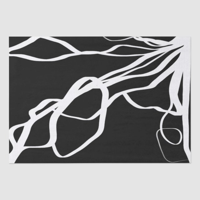 Bouquet Noir: Abstrakt Schwarz & Weiß Seidenpapier (Vorderseite)