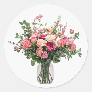 Bouquet of Beautiful Flowers Floral art Runder Aufkleber