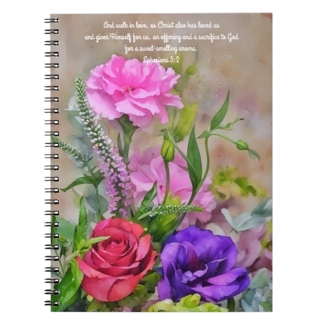 Bouquet of Blume Art Bible Verse Journal Notizblock (Vorderseite)