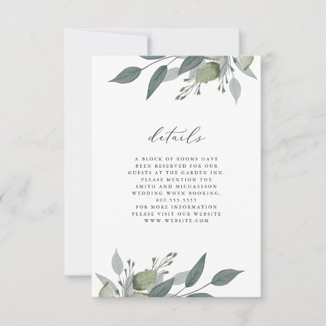 Bouquet of Greenery Details Karte (Vorderseite)