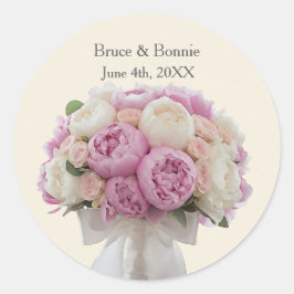 Bouquet of Peonies Custom Wedding Favor  Runder Aufkleber