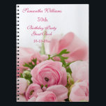 Bouquet of Pink Roses 30th Birthday Notizblock<br><div class="desc">Elegant personalized / personalised custom 30th birthday party celebration guest book for women and girls. On the front of these glamorous feminine birthday party guest book is a beautiful image of a bouquet of open and closed pink roses with some greenery, held together with a pink ribbon and bow. This...</div>