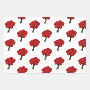 Bouquet of Red Carnation - Elegante Romantische Ku Geschenkpapier Set
