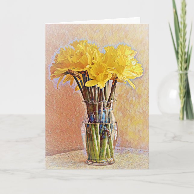 Bouquet of Yellow Glow Daffodil Blume Art Card Karte (Vorderseite)