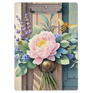 Bouquet-Pfennige Lavendel-Blume Rustikal Klemmbrett