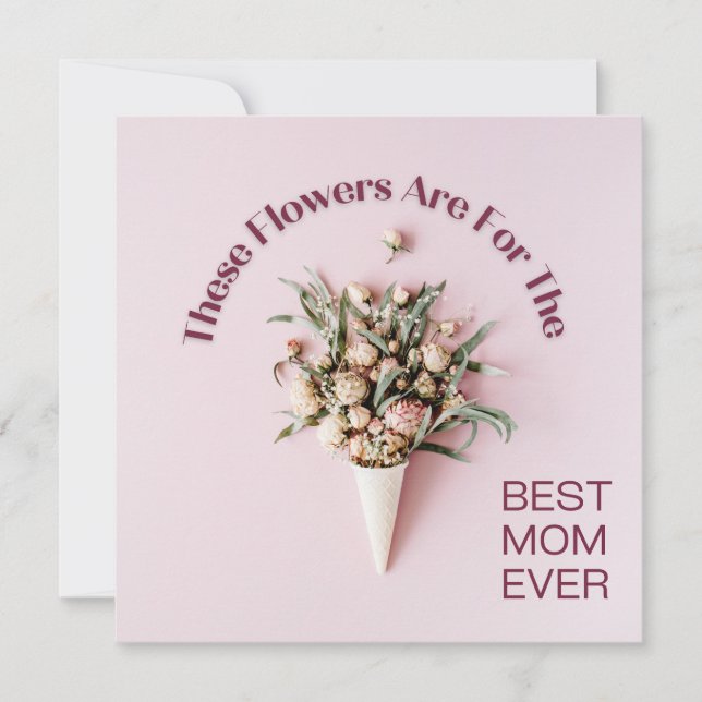 Bouquet Pink Personalisiert Mother Gruß Einladung (Vorderseite)