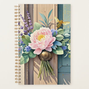 Bouquet pivoines fleurs de lavande rustique