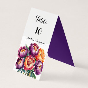 Bouquet Plum et Orange Peony Mariage Numéro de tab
