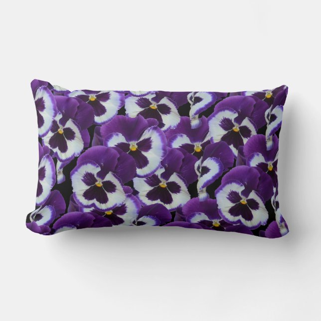Bouquet Purple Pansy Lumbar Lounge Coussin (Recto)
