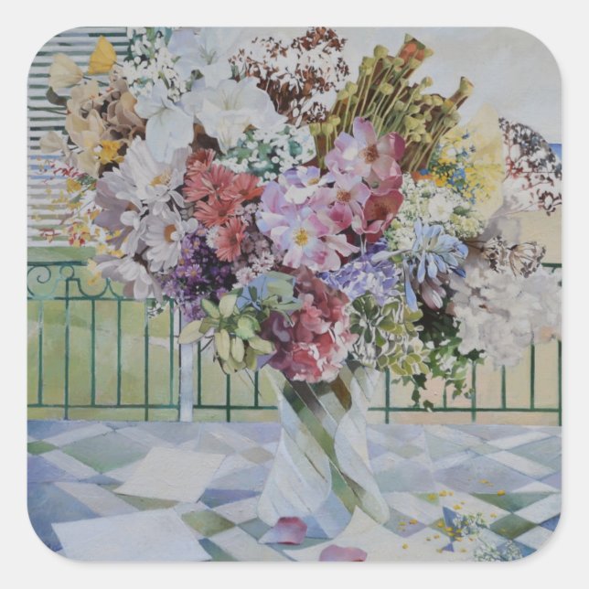 Bouquet Quadratischer Aufkleber (Vorderseite)