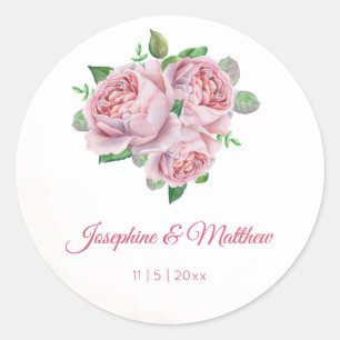 Bouquet Rose Aquarelle Stickers Mariage