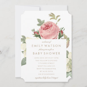 Bouquet rose Baby shower Fleur Invitation