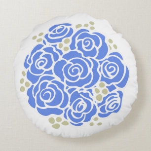 Bouquet rose bleu coussin rond