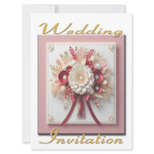 Bouquet rose et or faire-part de mariage
