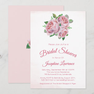 Bouquet Rose Floral Douche nuptiale Invitations