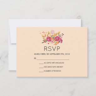 Bouquet rose floral sur Peach Pastel Wedding RSVP