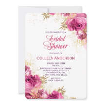 Bouquet Rose Rosée Invitation à la douche nuptiale