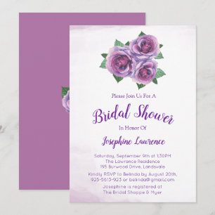 Bouquet Rose violet Invitations de douche nuptiale