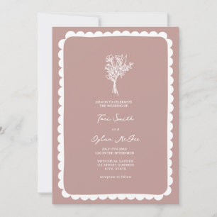 Bouquet Scalloped Pink Hochzeit Einladung