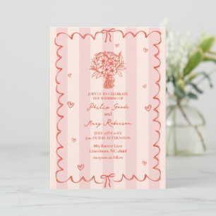 Bouquet Scalloped Pink Streifen tropisch Einladung