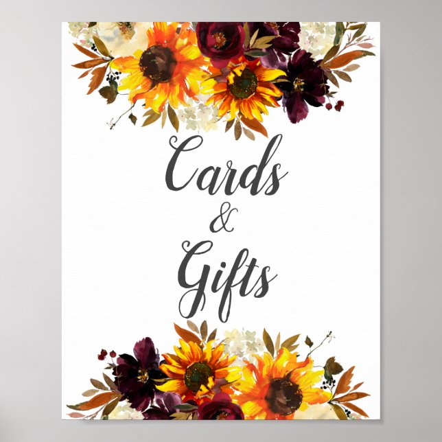 Bouquet Sonnenblumen Blumenstrauß und Geschenke Poster (Vorne)