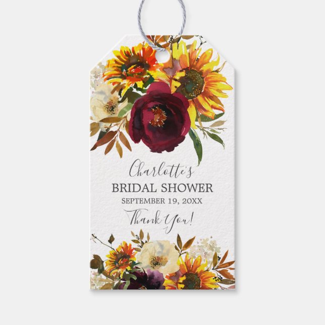 Bouquet Sonnenblumen Brautparty Geschenkanhänger (Vorderseite)