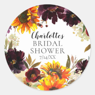 Bouquet Sonnenblumen Brautparty Runder Aufkleber